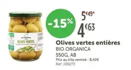 L'Eau Vive Olives vertes entières BIO ORGANICA offre