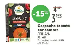L'Eau Vive Gaspacho tomate concombre PRIMEAL offre