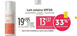 L'Eau Vive Lait solaire SPF30 ALGAMARIS, VEGAN AB offre