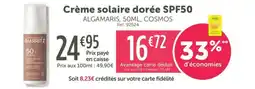 L'Eau Vive Crème solaire dorée SPF50 ALGAMARIS, , COSMOS offre