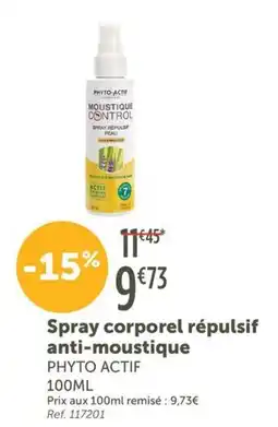 L'Eau Vive Spray corporel répulsif anti-moustique PHYTO ACTIF offre