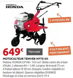 Rural Master MOTOCULTEUR TEMVER MT75-3H offre