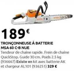 Rural Master TRONÇONNEUSE À BATTERIE MSA 60 C-B NUE offre