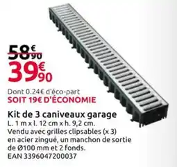 Mr Bricolage Kit de 3 caniveaux garage offre