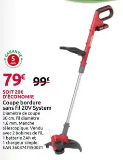 Mr Bricolage Coupe bordure sans fil 20V System offre