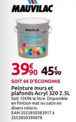 Mr Bricolage MAUVILAC Peinture murs et plafonds Acryl 320 offre