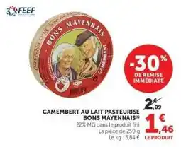 Hyper U Camembert au lait pasteurisé Bons Mayennais offre