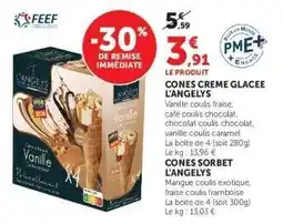 Hyper U CONES CREME GLACEE L'ANGELY'S offre