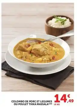Hyper U Colombo de porc et legumes ou poulet tikka massala offre