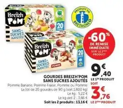Hyper U Gourdes Breizh'Pom Sans Sucres Ajoutés offre
