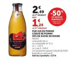 Hyper U PUR JUS DE POMME COEUR DE POMME offre