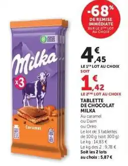 Hyper U TABLETTE DE CHOCOLAT MILKA offre