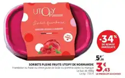Hyper U SORBET PLEINS FRUITS UTOPY DE NORMANDIE offre