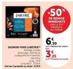 Hyper U SAUMON FUMÉ LABEYRIE offre
