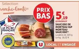 Hyper U Saucisse de Morteau IGP offre