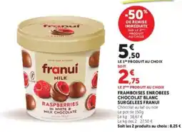 Hyper U Framboises Enrobees Chocolat Blanc Surgelées Franui offre