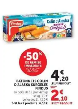 Hyper U Bâtonnets Colin d'Alaska Surgelés Findus offre