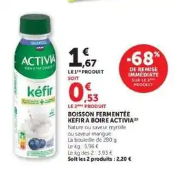 Hyper U BOISSON FERMENTÉE KEFIR A BOIRE ACTIVIA offre