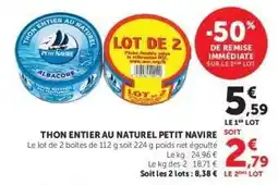 Hyper U Thon entier au naturel 'Petit Navire' offre
