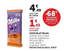 Hyper U CHOCOLAT MILKA offre