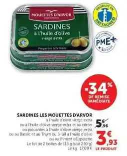 Super U SARDINES LES MOUETTES D'ARVOR offre