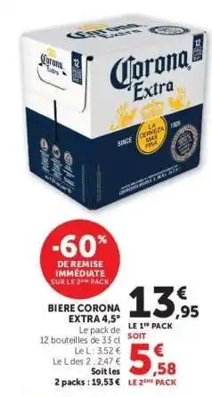 Hyper U BIERE CORONA EXTRA 4,5° offre