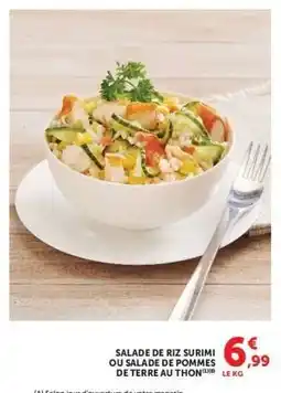 Super U SALADE DE RIZ SURIMI OU SALADE DE POMMES DE TERRE AU THON offre