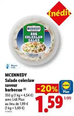 Lidl MCENNEDY Salade coleslaw saveur barbecue offre