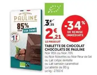 TABLETTE DE CHOCOLAT CHOCOLATS DE PAULINE