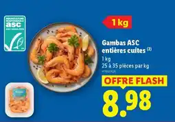 Lidl Gambas ASC entières cuites offre