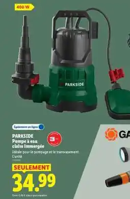 Lidl PARKSIDE Pompe à eau claire immergée offre