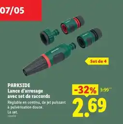 Lidl PARKSIDE Lance d’arrosage avec set de raccords offre
