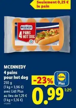 Lidl MCENNEDY 4 pains pour hot dog offre