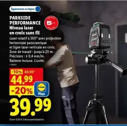 Lidl PARKSIDE PERFORMANCE Niveau laser en croix sans fil offre