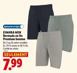 Lidl ESMARA MEN Bermuda en lin Premium homme offre