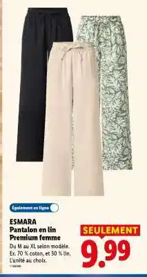 Lidl ESMARA Pantalon en lin Premium femme offre