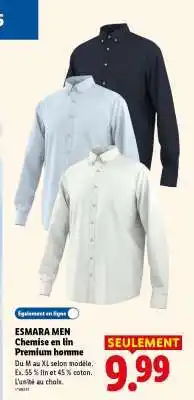 Lidl ESMARA MEN Chemise en lin Premium homme offre