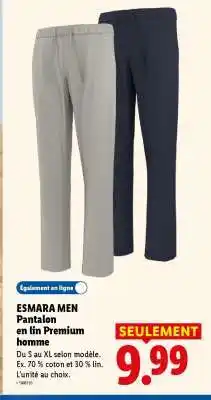 Lidl ESMARA MEN Pantalon en lin Premium homme offre