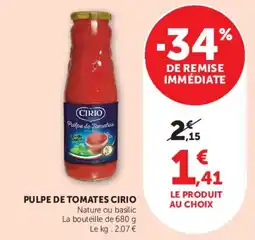 Super U Pulpe de tomates cirio offre