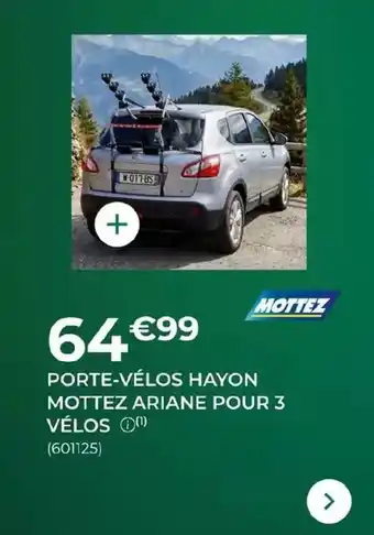 Mottez - porte-vélo hayon ariane pour 3 velos