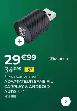 Feu Vert Gokana - adaptateur sans fil carplay & android offre