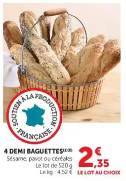 Super U 4 demi baguettes offre