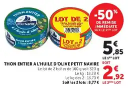 Super U Thon entier a l'huile d'olive petit navire offre