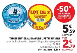 Super U Thon entier au naturel petit navire offre