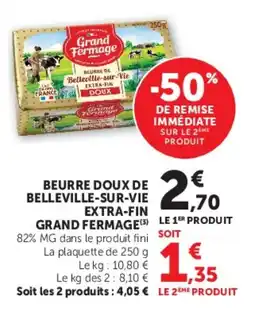 Super U Beurre doux de belleville-sur-vie extra-fin grand fermage offre