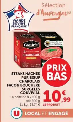 Super U Steaks haches pur bœuf charolais facon bouchere surgeles convivial offre