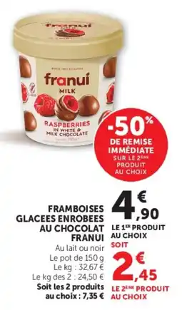 Super U Framboises glacees enrobees au chocolat franui offre