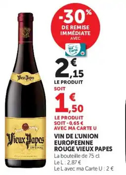 Super U Vin de l'union europeenne rouge vieux papes offre