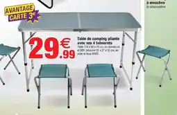 Bazarland Table de camping pliante avec ses 4 tabourets offre