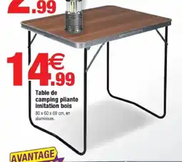 Bazarland Table de camping pliante imitation bois offre